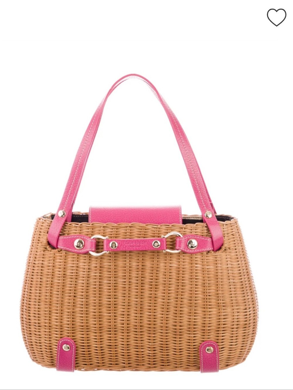 Kate Spade Wicker Shoulder Bag Pink Leather Trim